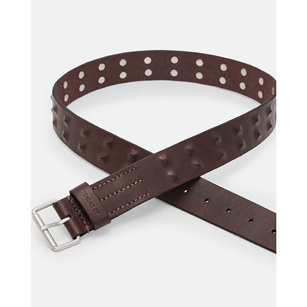 Allsaints Australia Mens Harrison Covered Studded Leather Belt Brown/Nickel AU92-987